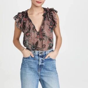 Ulla Johnson Pink Ruffled Tie Front Blouse